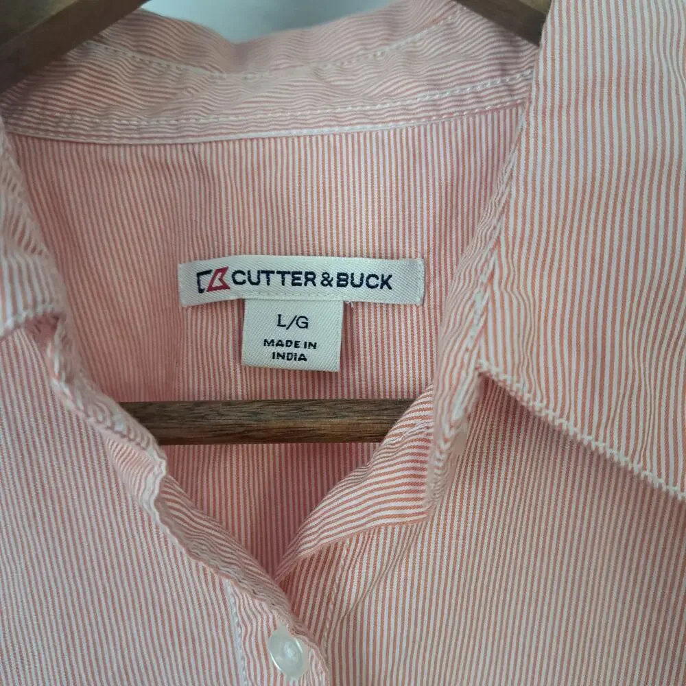 Cutter&Buck Miami Dolphins Long Sleeve Button Up Women's Shirt Orange White NFL - Picture 6 of 8